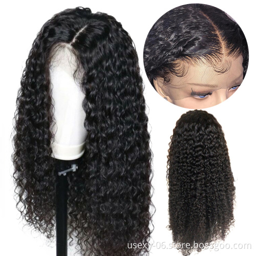Natural color preplucked bleached knots human hair lace wigs for black women jerry curl frontal wig semi human hair wig vendors